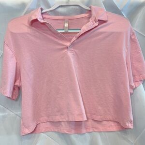 Fabletics crop polo top pink size large